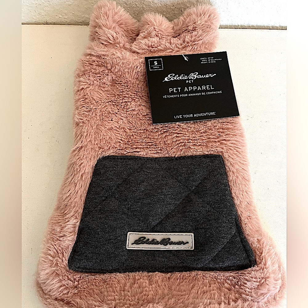 Eddie Bauer PET Laurel Faux Fur Reversible Vest, Pink/Gray NWT